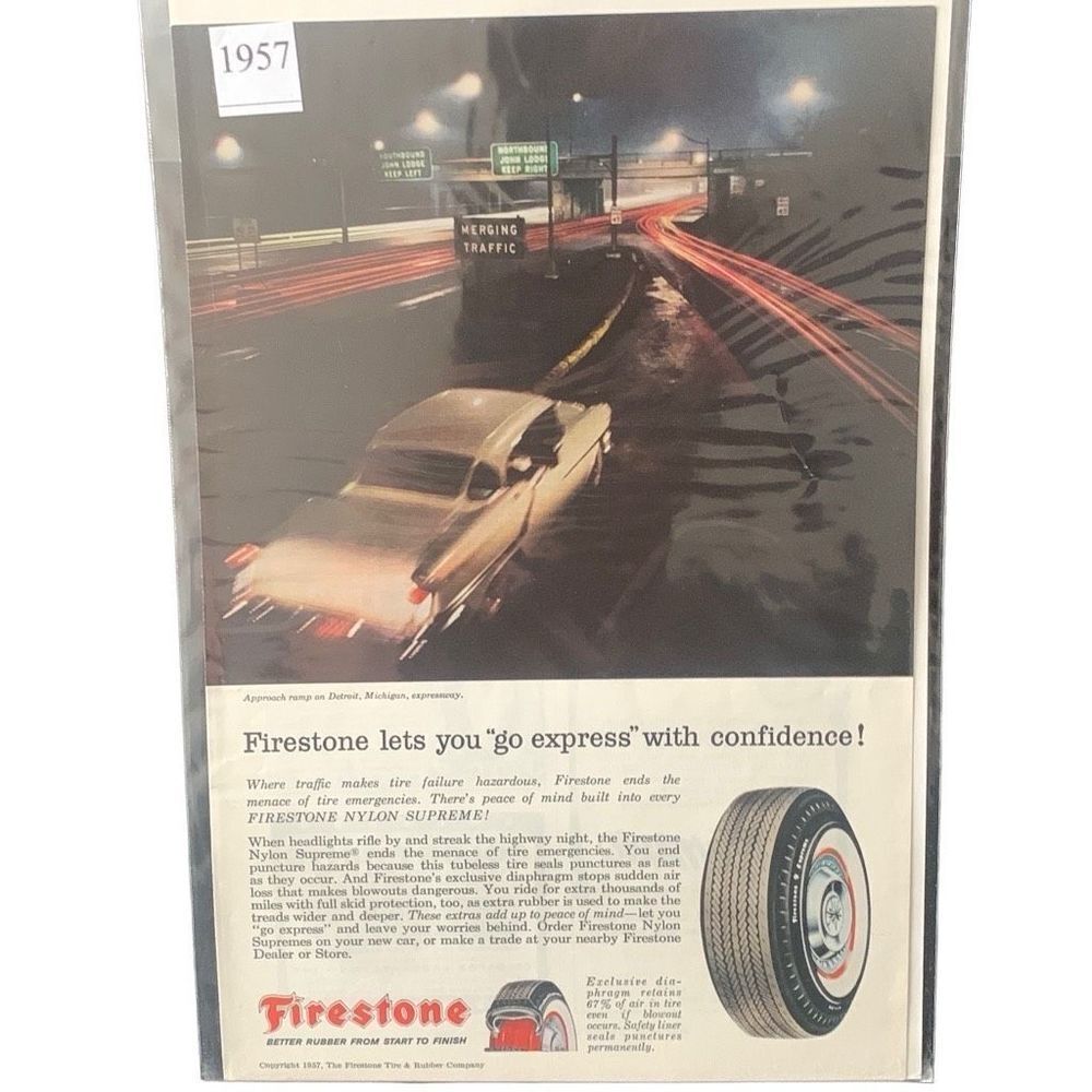 Vintage 1957 Firestone Go Express With Confidence Ad Advertisement